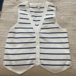 Hem & Thread Cream Black and White Striped Vest Top